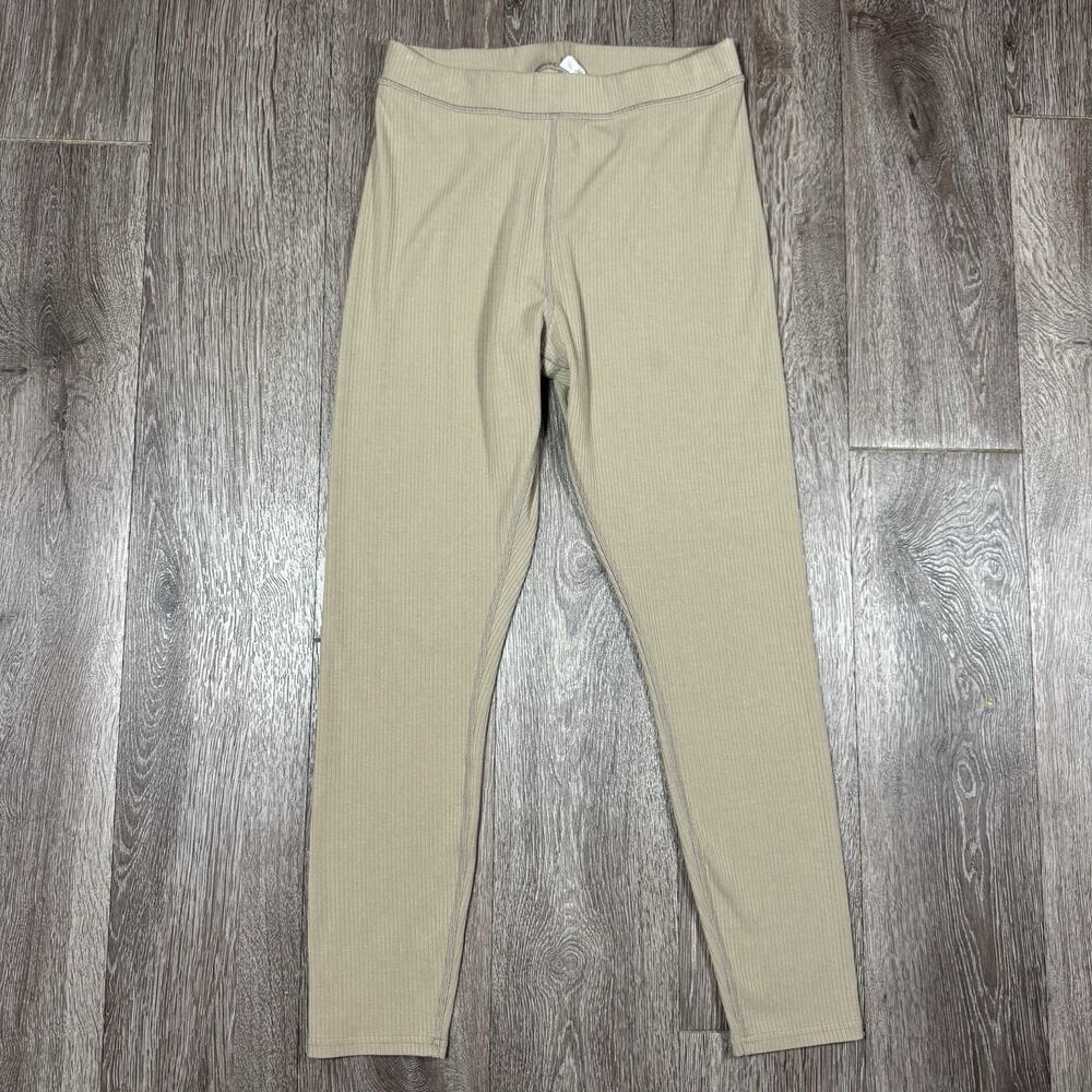 Alo Yoga Ribbed High-Waist 7/8 Blissful Legging Gravel Taupe Size M